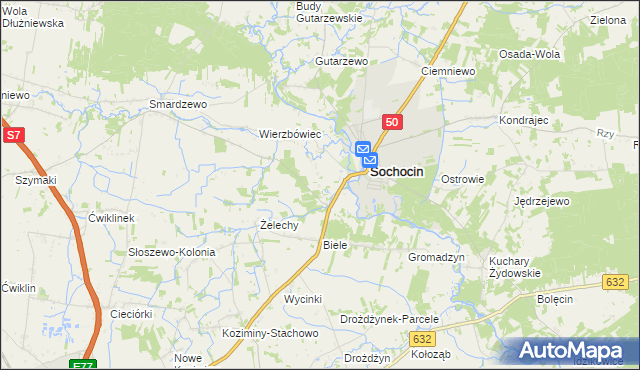 mapa Kolonia Sochocin, Kolonia Sochocin na mapie Targeo