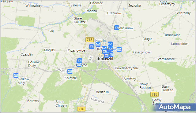 mapa Koluszki, Koluszki na mapie Targeo