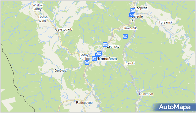 mapa Komańcza, Komańcza na mapie Targeo