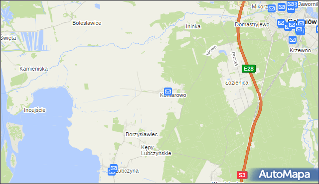 mapa Komarowo, Komarowo na mapie Targeo