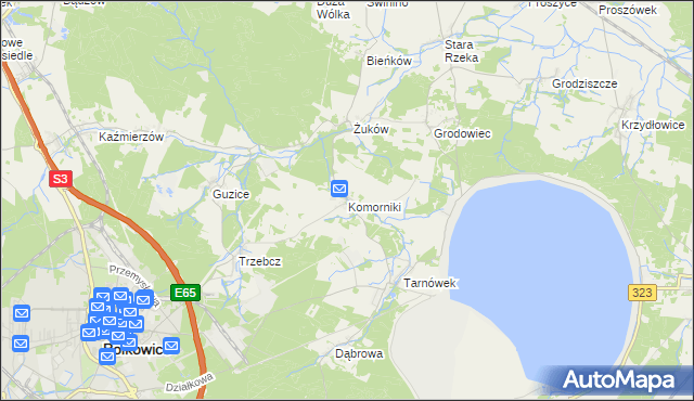 mapa Komorniki gmina Polkowice, Komorniki gmina Polkowice na mapie Targeo