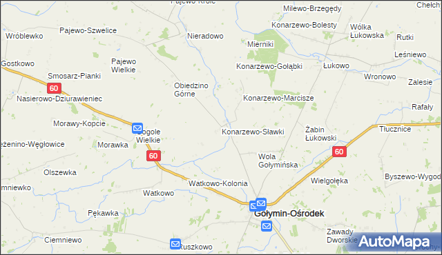 mapa Konarzewo-Sławki, Konarzewo-Sławki na mapie Targeo