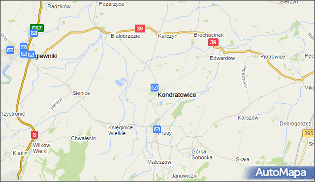 mapa Kondratowice, Kondratowice na mapie Targeo