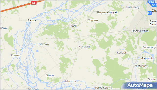 mapa Konowały, Konowały na mapie Targeo