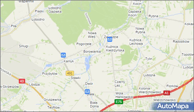 mapa Kopiec gmina Kłobuck, Kopiec gmina Kłobuck na mapie Targeo