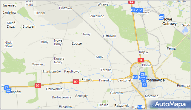 mapa Kopy gmina Krośniewice, Kopy gmina Krośniewice na mapie Targeo