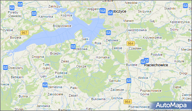 mapa Kornatka gmina Dobczyce, Kornatka gmina Dobczyce na mapie Targeo