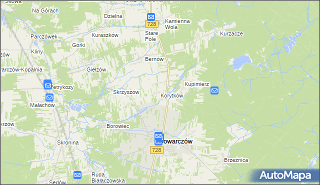 mapa Korytków gmina Gowarczów, Korytków gmina Gowarczów na mapie Targeo