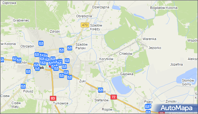 mapa Korytków gmina Turek, Korytków gmina Turek na mapie Targeo
