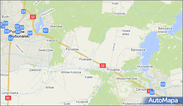 mapa Korytnica gmina Sulejów, Korytnica gmina Sulejów na mapie Targeo