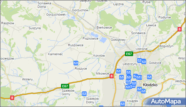 mapa Korytów gmina Kłodzko, Korytów gmina Kłodzko na mapie Targeo