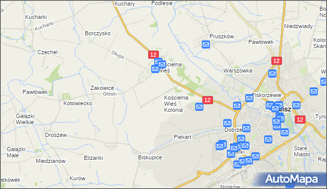 mapa Kościelna Wieś Kolonia, Kościelna Wieś Kolonia na mapie Targeo
