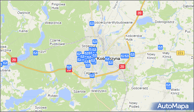 mapa Kościerzyna, Kościerzyna na mapie Targeo