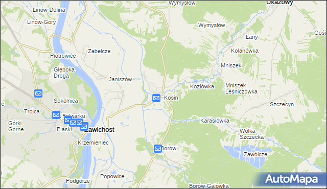 mapa Kosin gmina Annopol, Kosin gmina Annopol na mapie Targeo