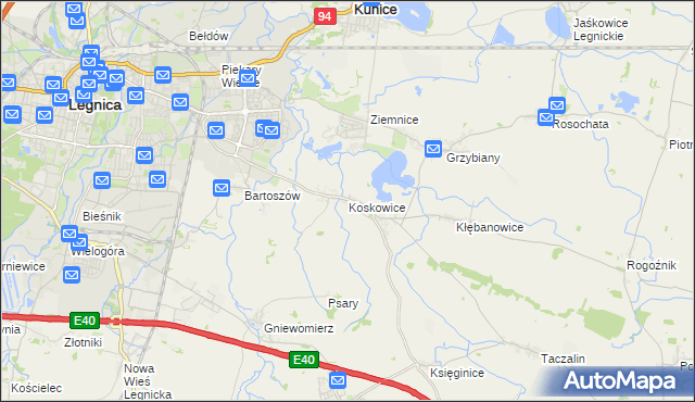 mapa Koskowice, Koskowice na mapie Targeo