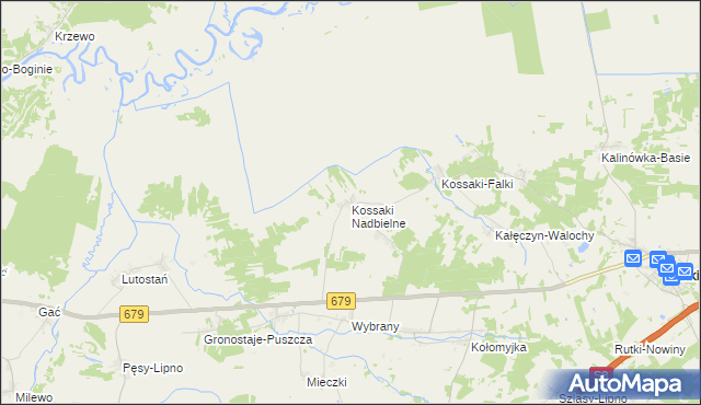 mapa Kossaki Nadbielne, Kossaki Nadbielne na mapie Targeo