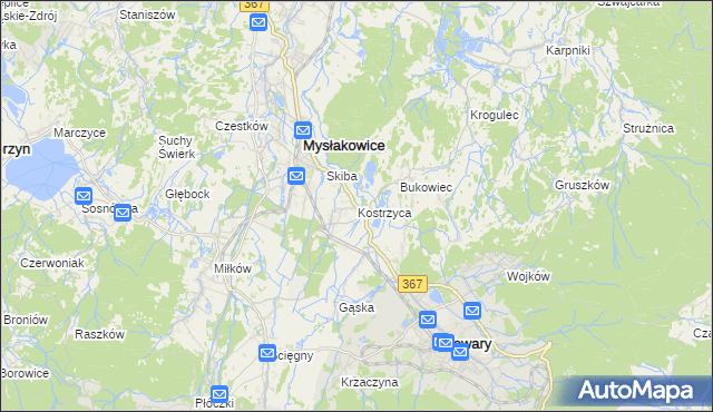 mapa Kostrzyca, Kostrzyca na mapie Targeo