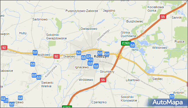 mapa Kostrzyn powiat poznański, Kostrzyn powiat poznański na mapie Targeo