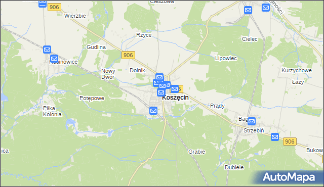 mapa Koszęcin powiat lubliniecki, Koszęcin powiat lubliniecki na mapie Targeo