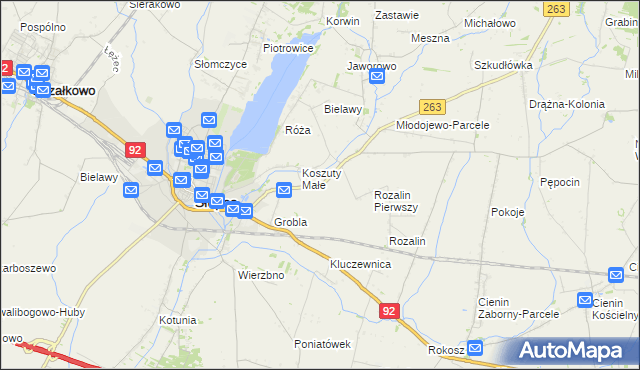 mapa Koszuty gmina Słupca, Koszuty gmina Słupca na mapie Targeo