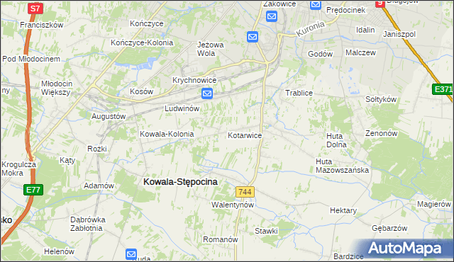 mapa Kotarwice, Kotarwice na mapie Targeo