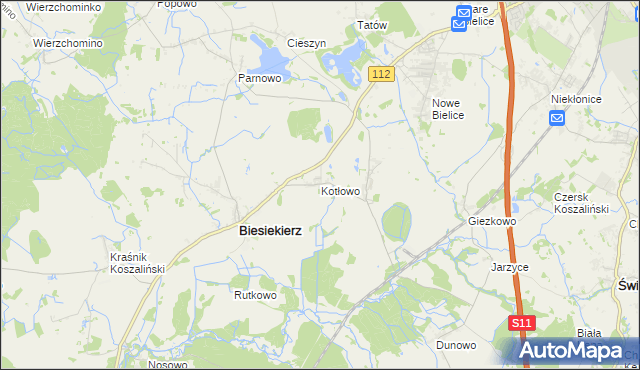 mapa Kotłowo gmina Biesiekierz, Kotłowo gmina Biesiekierz na mapie Targeo