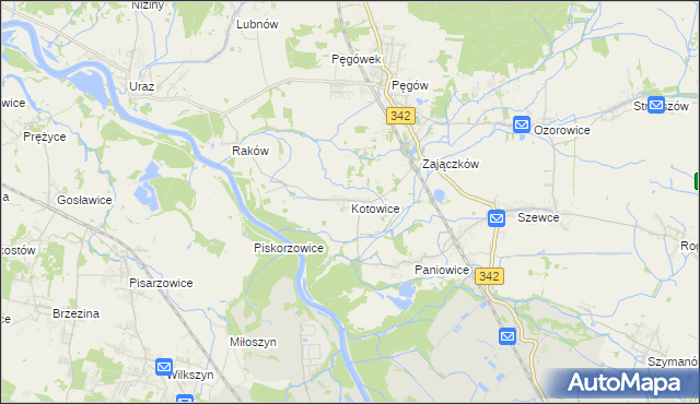 mapa Kotowice gmina Oborniki Śląskie, Kotowice gmina Oborniki Śląskie na mapie Targeo