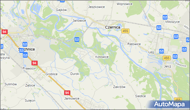 mapa Kotowice gmina Siechnice, Kotowice gmina Siechnice na mapie Targeo