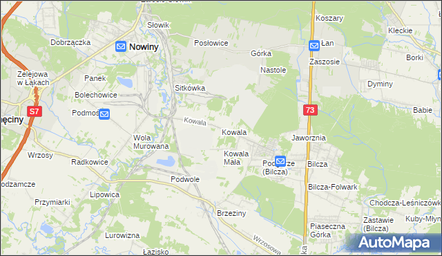 mapa Kowala gmina Sitkówka-Nowiny, Kowala gmina Sitkówka-Nowiny na mapie Targeo