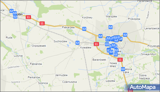 mapa Kowalew gmina Pleszew, Kowalew gmina Pleszew na mapie Targeo