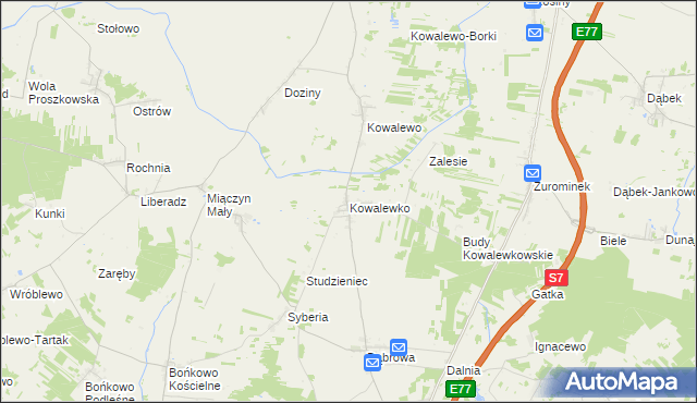 mapa Kowalewko gmina Strzegowo, Kowalewko gmina Strzegowo na mapie Targeo