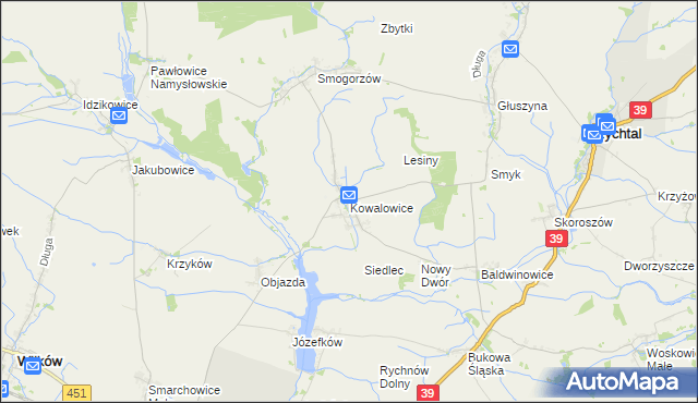 mapa Kowalowice, Kowalowice na mapie Targeo