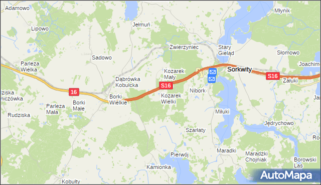 mapa Kozarek Wielki, Kozarek Wielki na mapie Targeo