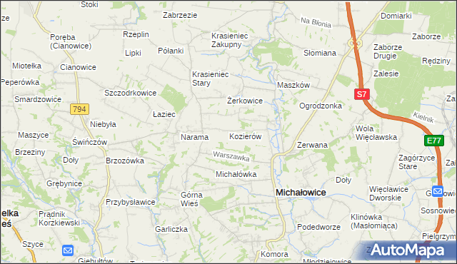 mapa Kozierów, Kozierów na mapie Targeo
