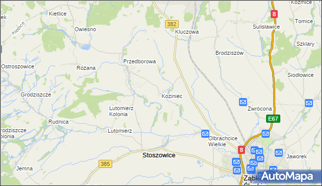 mapa Koziniec gmina Ząbkowice Śląskie, Koziniec gmina Ząbkowice Śląskie na mapie Targeo