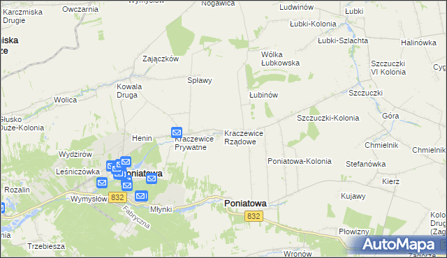 mapa Kraczewice Rządowe, Kraczewice Rządowe na mapie Targeo