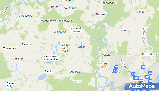 mapa Krąg gmina Starogard Gdański, Krąg gmina Starogard Gdański na mapie Targeo