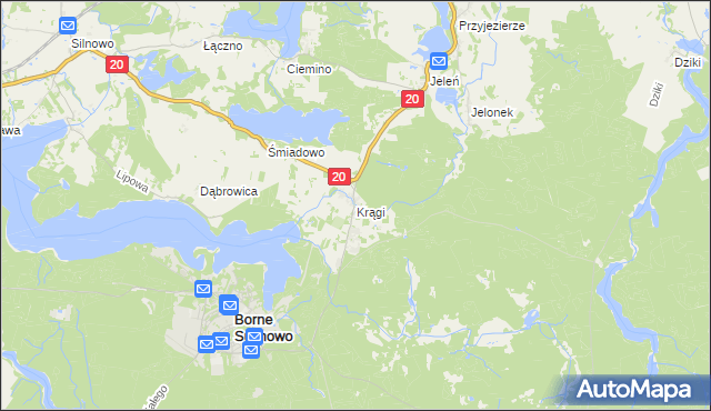 mapa Krągi, Krągi na mapie Targeo