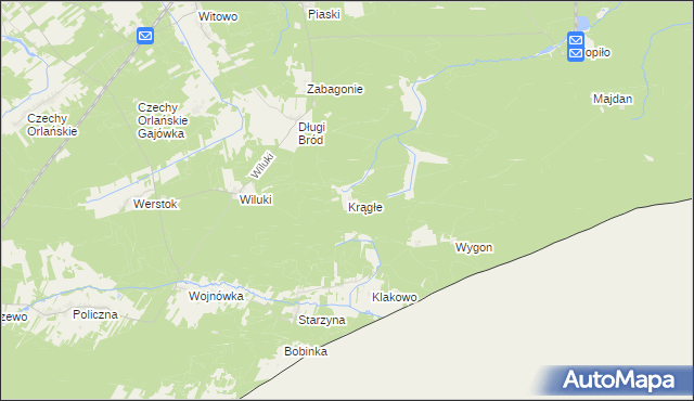 mapa Krągłe gmina Dubicze Cerkiewne, Krągłe gmina Dubicze Cerkiewne na mapie Targeo