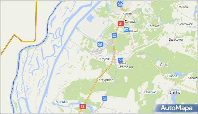 mapa Krajnik, Krajnik na mapie Targeo