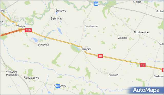mapa Krąpiel gmina Stargard, Krąpiel gmina Stargard na mapie Targeo