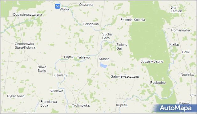 mapa Krasne gmina Janów, Krasne gmina Janów na mapie Targeo