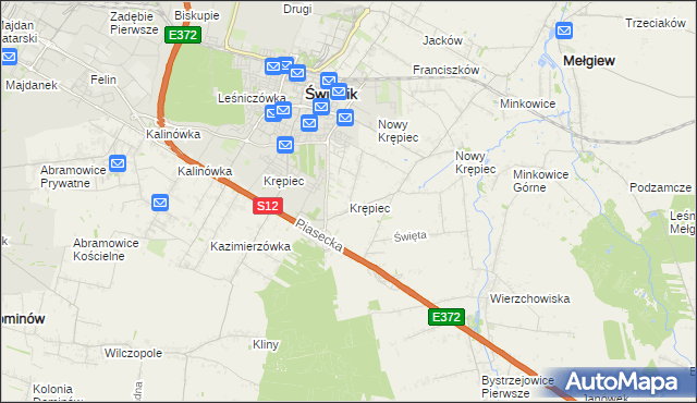 mapa Krępiec gmina Mełgiew, Krępiec gmina Mełgiew na mapie Targeo