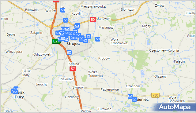 mapa Krobów, Krobów na mapie Targeo