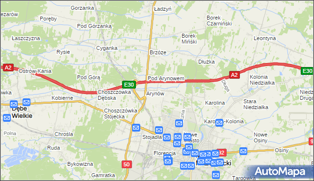mapa Królewiec gmina Mińsk Mazowiecki, Królewiec gmina Mińsk Mazowiecki na mapie Targeo