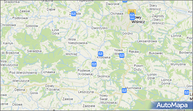 mapa Królówka gmina Nowy Wiśnicz, Królówka gmina Nowy Wiśnicz na mapie Targeo