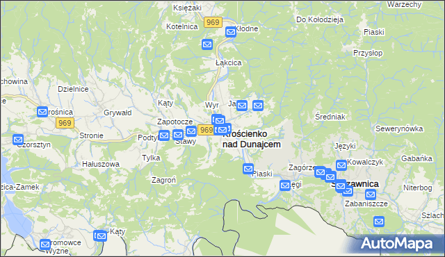 mapa Krościenko nad Dunajcem, Krościenko nad Dunajcem na mapie Targeo