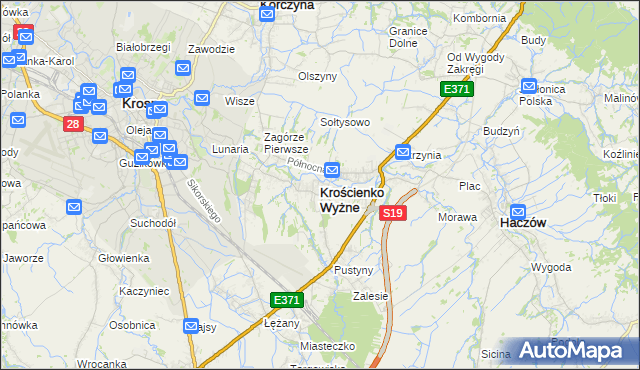mapa Krościenko Wyżne, Krościenko Wyżne na mapie Targeo