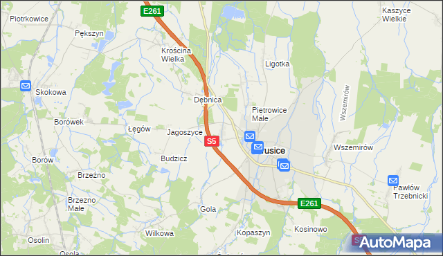 mapa Krościna Mała, Krościna Mała na mapie Targeo