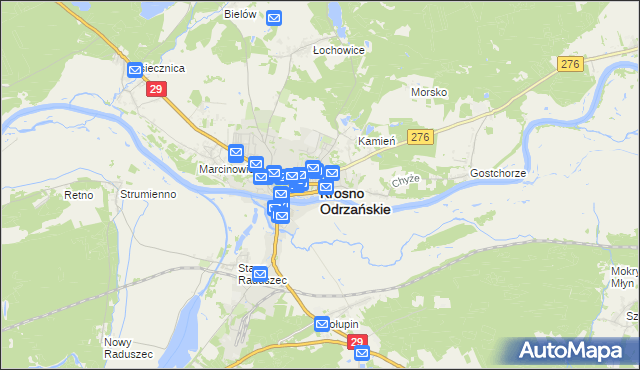 mapa Krosno Odrzańskie, Krosno Odrzańskie na mapie Targeo